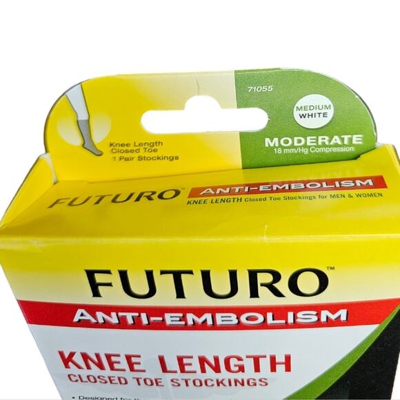 Futuro Anti-Embolism Knee Length Closed Toe Stockings Medium White - Picture 10 of 11